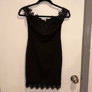 Black off shoulder mini dress
